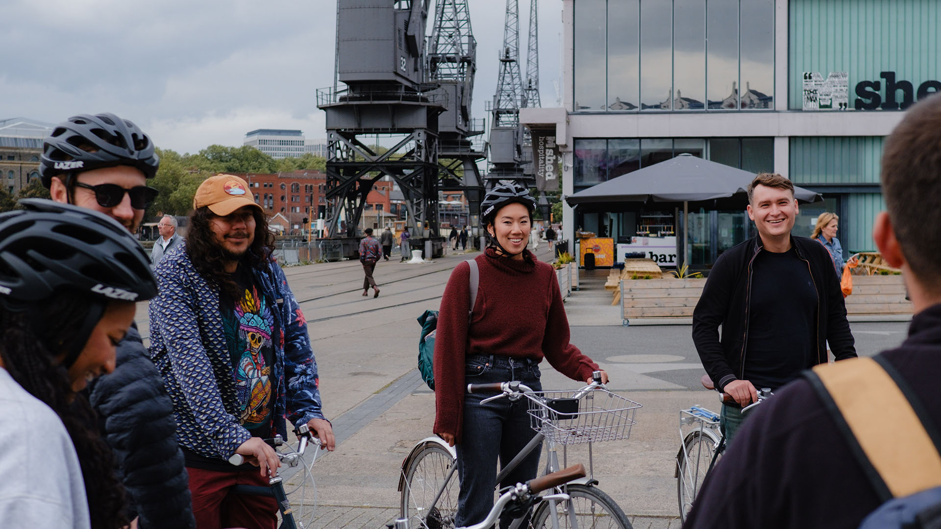 People enjoying a Bristol cycle tour